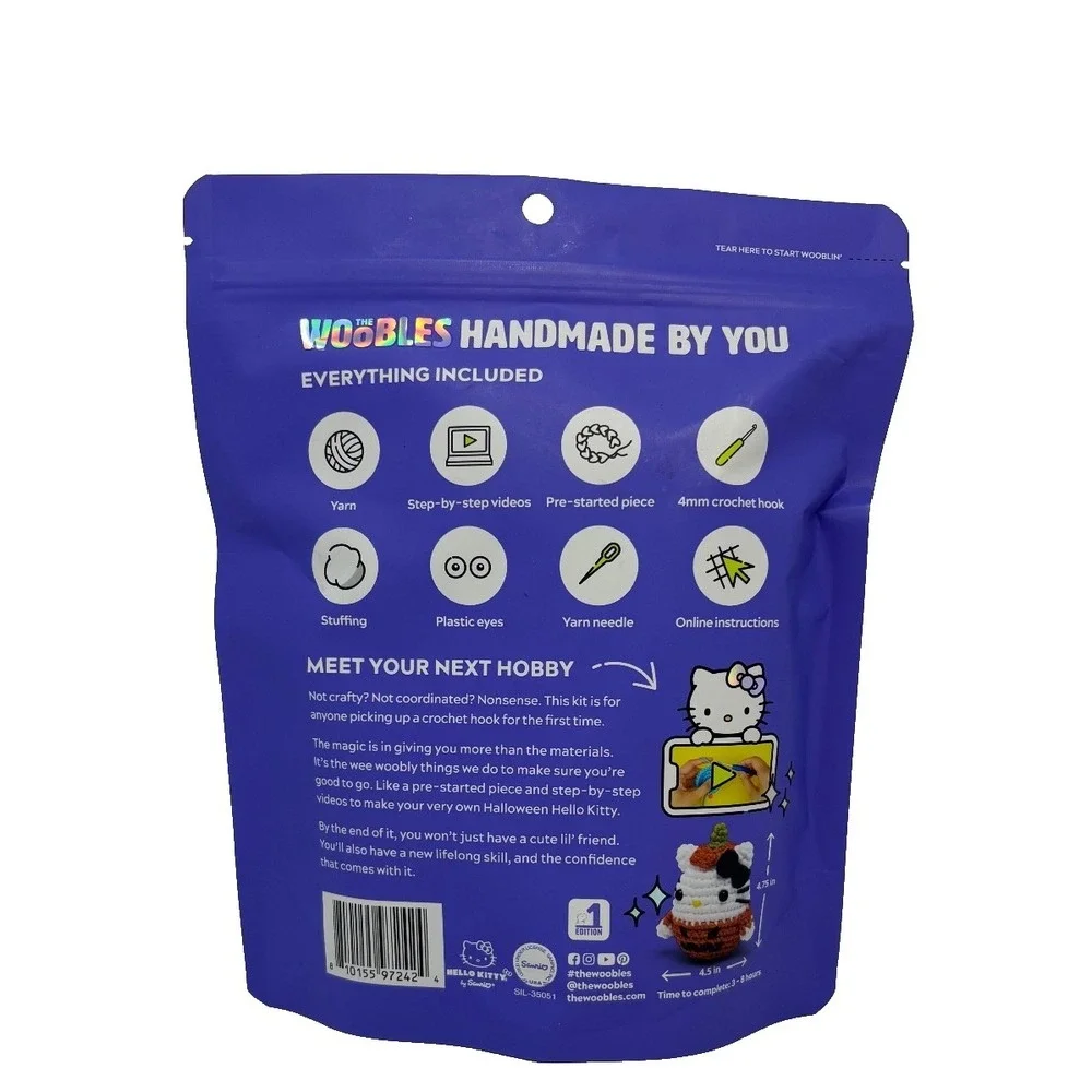 The Woobles Crochet Kit‎ For Beginners Halloween Hello Kitty New In Package NWT